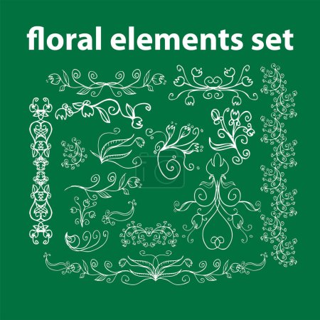 Téléchargez les illustrations : Ornement floral set vectoriel design - en licence libre de droit