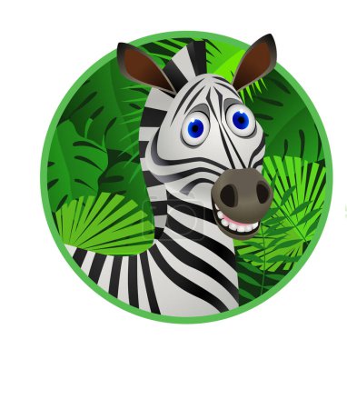 Illustration for Zebra with green leaves on white - Royalty Free Image