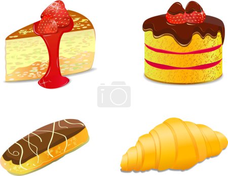 Téléchargez les illustrations : Set of different cakes, vector illustration - en licence libre de droit