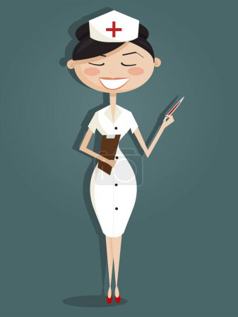 Illustration for Female nurse with clipoard and thermometer - Royalty Free Image