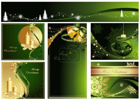 Ilustración de Conjunto de tarjetas de Navidad, ilustración de vectores - Imagen libre de derechos