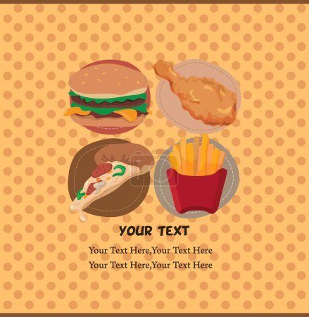 Téléchargez les illustrations : Menu fast food. illustration vectorielle - en licence libre de droit