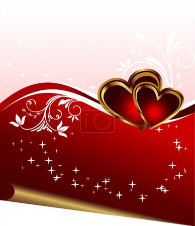 Ilustración de Tarjeta de felicitación de San Valentín con corazones, ilustración vectorial - Imagen libre de derechos