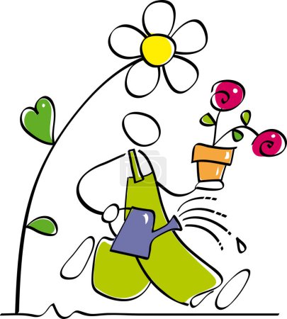 Illustration for Funny gardener vector illustration design - Royalty Free Image