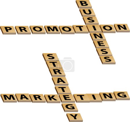 Ilustración de Concepto de marketing: promoción de negocios en el fondo del crucigrama - Imagen libre de derechos