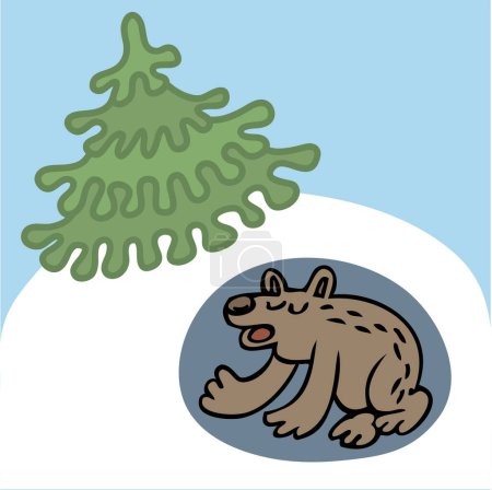 Téléchargez les illustrations : Illustration vectorielle dessinée à la main mignonne d'un arbre de Noël - en licence libre de droit