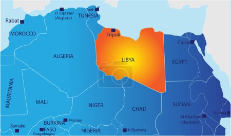 Téléchargez les illustrations : Carte du pays en libya - en licence libre de droit