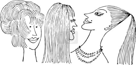 Téléchargez les illustrations : Vecteur illustration dessinée à la main du visage des femmes avec des cheveux - en licence libre de droit