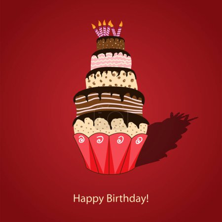 Téléchargez les illustrations : Joyeux anniversaire cupcakes vecteur illustration - en licence libre de droit