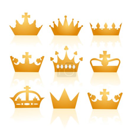 Ilustración de Conjunto de coronas de oro - Imagen libre de derechos