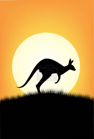 Ilustración de Canguro en el paisaje australiano - Imagen libre de derechos