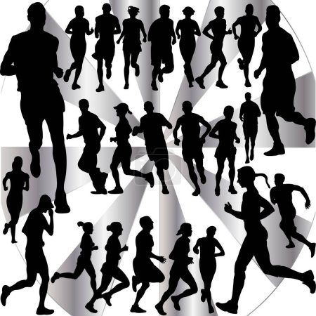 Illustration for Running people collection, vector - Royalty Free Image