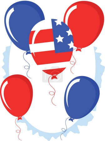 Ilustración de Feliz día de la independencia, banderas y globos de EE.UU., diseño de ilustración vectorial - Imagen libre de derechos