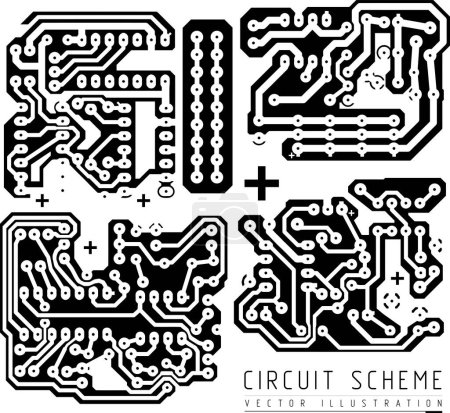 Téléchargez les illustrations : Circuit imprimé et schéma. - en licence libre de droit