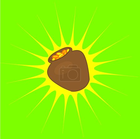 Ilustración de Bote con monedas de oro, ilustración vectorial - Imagen libre de derechos