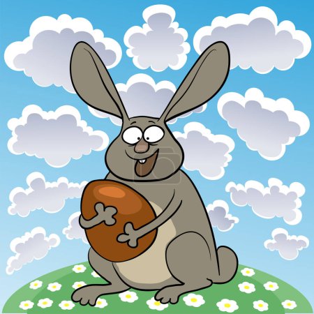Illustration for Illustration of a rabbit with a egg - Royalty Free Image