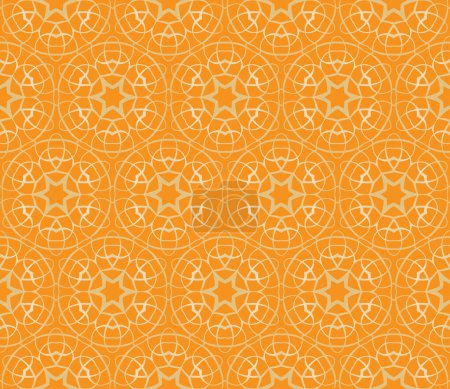 Illustration for Seamless pattern with squares, lines and stars in shades of orange - Royalty Free Image
