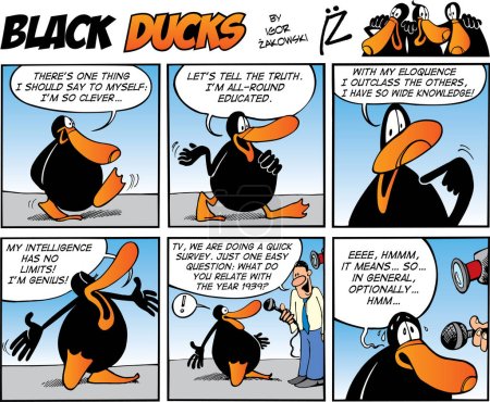 Téléchargez les illustrations : Jeu de caractères de dessin animé canard noir - en licence libre de droit