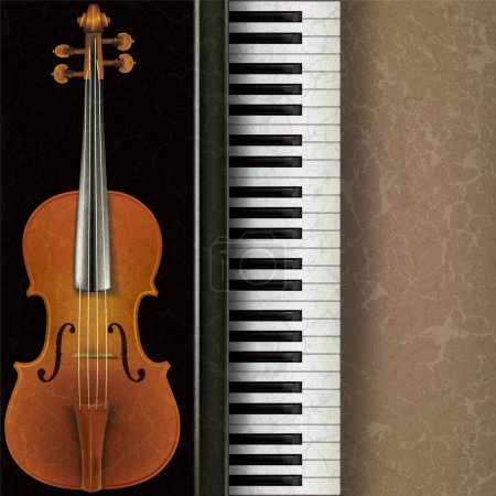 Ilustración de Fondo musical abstracto con violín y piano - Imagen libre de derechos
