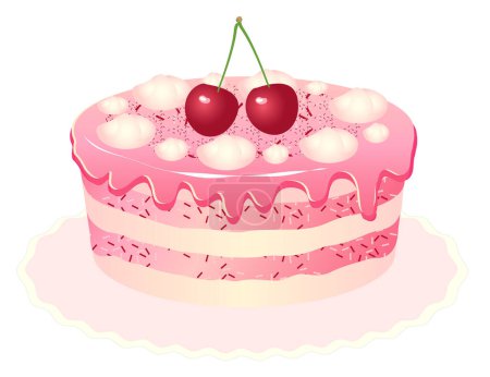 Illustration for Illustration of cake with cherries - Royalty Free Image