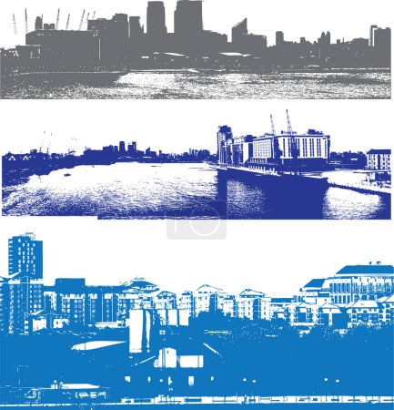 Illustration for London skyline in blue background - Royalty Free Image
