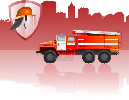 Illustration for Red fire truck vectoe illustration - Royalty Free Image