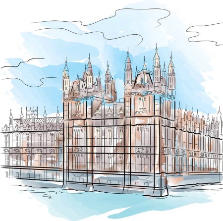 Téléchargez les illustrations : Parlement du pont de Westminster à Londres, Royaume-Uni. - en licence libre de droit