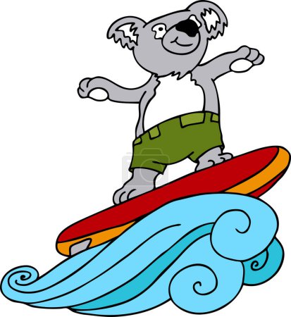 Illustration for Cartoon illustration of happy surfer dog character - Royalty Free Image