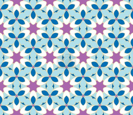 Ilustración de Diseño elegante con flores azules y púrpuras sin costuras - Imagen libre de derechos