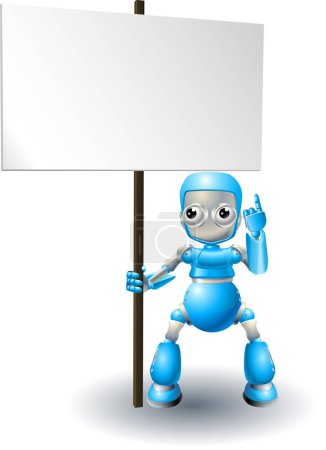 Illustration for Robot with blank sign - Royalty Free Image
