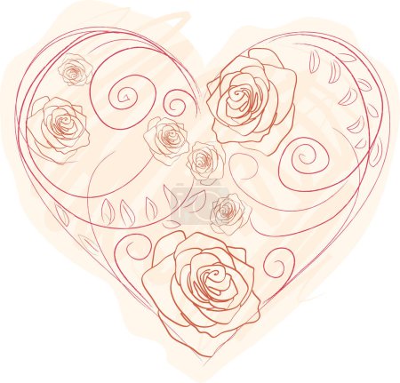 Illustration for Heart with flowers, sketch for your design - Royalty Free Image
