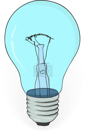 Téléchargez les illustrations : Ampoule bleu clair avec un fond blanc. - en licence libre de droit