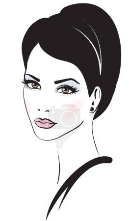 Illustration for Portrait of beautiful young woman with a long black hair - Royalty Free Image