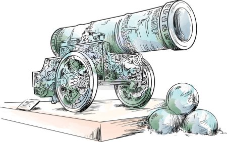 Illustration for Vintage cannon , vector illustration - Royalty Free Image