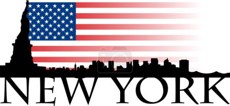 Téléchargez les illustrations : Etats-Unis, ville de New York skyline, silhouette illustration - en licence libre de droit