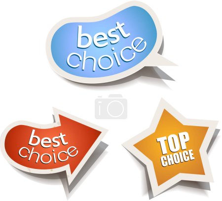 Illustration for Best choice 3 stickers, vector illustration - Royalty Free Image