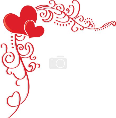 Illustration for Vector illustration of red hearts on white background - Royalty Free Image
