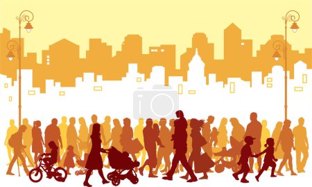 Illustration for City street silhouettes. vector. - Royalty Free Image
