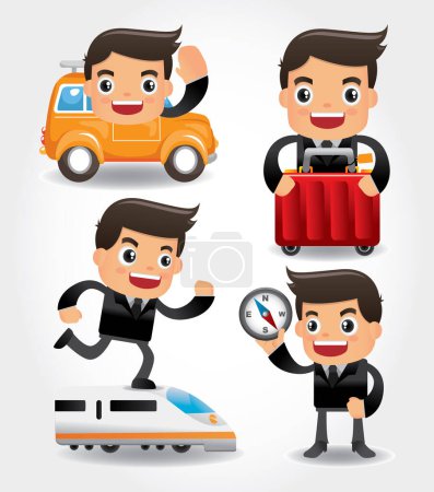 Illustration for Set of businessman character with different poses - Royalty Free Image