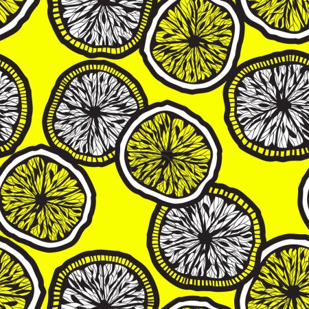 Illustration for Seamless vector pattern, abstract background with decorative fruit slices - Royalty Free Image