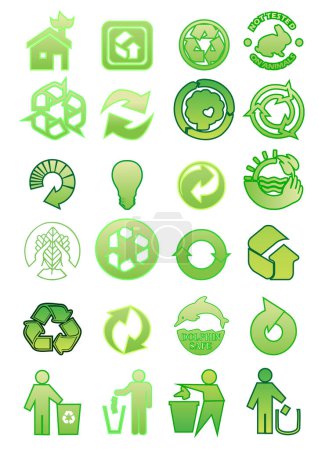 Illustration for Ecology icons set, flat design style - Royalty Free Image