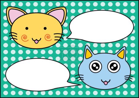 Illustration for Cute cartoon cats and speech bubbles collection vector set - Royalty Free Image