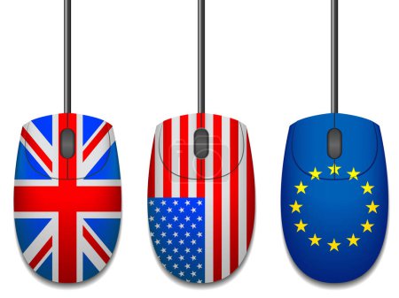 Téléchargez les illustrations : 3 d le rendu du drapeau du royaume uni et la souris. concept image - en licence libre de droit