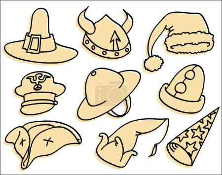Illustration for Funny Hats icon set - Royalty Free Image
