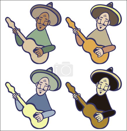 Téléchargez les illustrations : Ensemble vectoriel de musiciens mexicains - en licence libre de droit