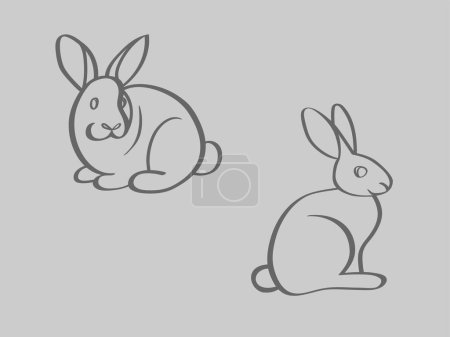 Téléchargez les illustrations : Ensemble vectoriel de petits lapins mignons - en licence libre de droit