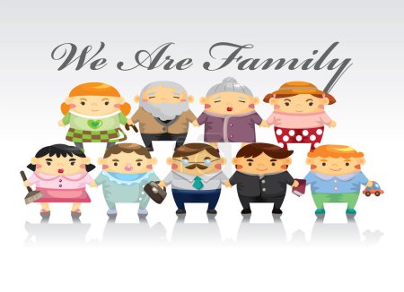 Illustration for Family members are standing on white background, illustration. - Royalty Free Image