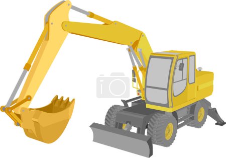 Illustration for Yellow excavator isolated on white background. - Royalty Free Image