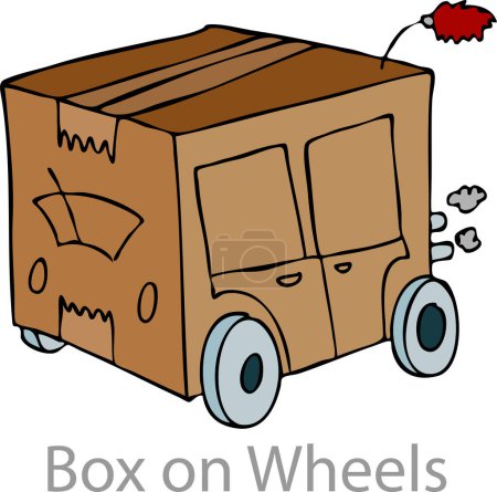 Illustration for Cartoon funny truck with a box. vector illustration for children - Royalty Free Image
