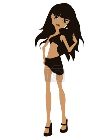 Téléchargez les illustrations : Fille sexy avec les cheveux noirs en bikini - en licence libre de droit